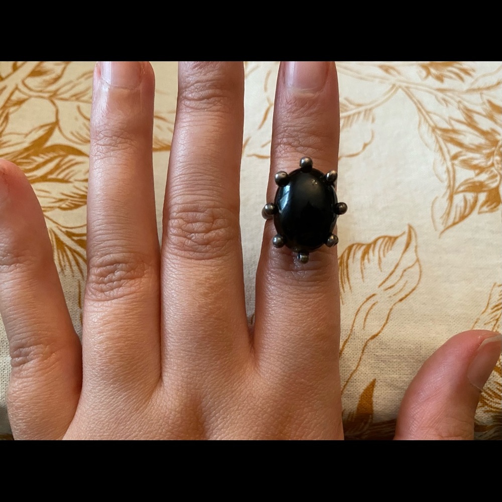 Obsidian Sterling Silver Cocktail Ring - Women Jewelry